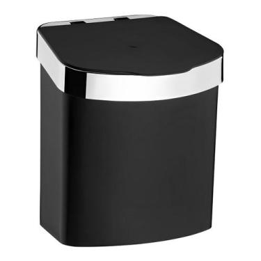 Imagem de Lixeira 2,5 Litros Cesto Lixo Plástico Para Bancada Pia Cozinha Preto 
