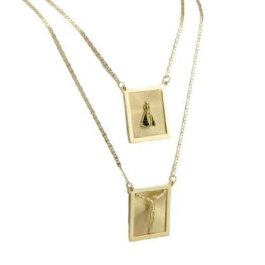 Imagem de Escapulário Nossa Sra. Aparecida Manto Azul 70 cm Ouro 18k - JOIE JOIA