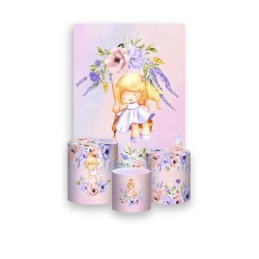 Imagem de Painel De Festa Vertical 1,50 x 2,20 + Trio De Capas Cilindro - Menina
