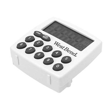 Imagem de West Bend Temporizador de cozinha magnético digital fácil de ler apresenta visor grande e alarme eletrônico, branco