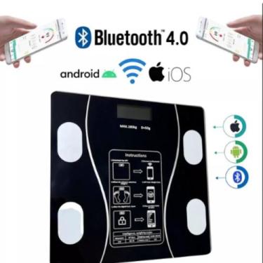 Imagem de Balança Digital Corporal Bioimpedancia Aplicativo Bluetooth Cor Preto