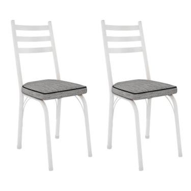 Imagem de Kit 2 Cadeiras de Cozinha Luisiana Estampado Grafiato Pés de Ferro Bra