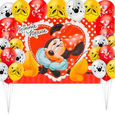 Imagem de Kit Festa Minnie Mouse Decoração Painel Gigante + 25 Balões - Piffer /