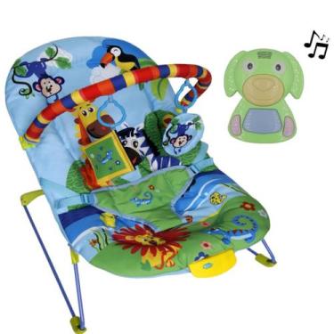 Imagem de Kit Cadeira Vibratória Musical Bebê Azul 9Kg + Dog Musical - Color Bab