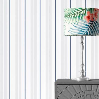 Imagem de Papel de Parede Adesivo Infantil Listrado em Tons de Cinza e Azul - PA