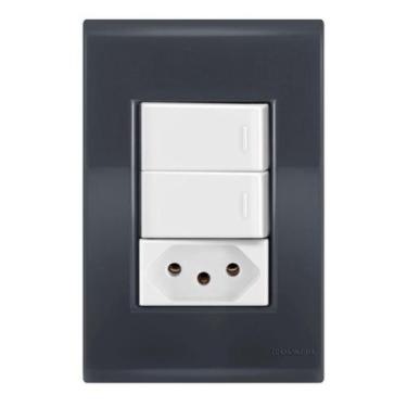 Imagem de 2 Simples + 1 Tomada 20A - Tramontina Liz Grafite / Branco