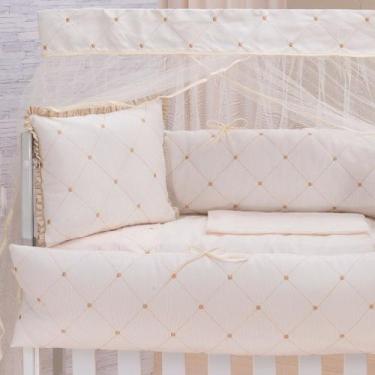 Imagem de Kit Mini Berço 100% Algodão Menina Menino Com Saia Neutro - Beatriz Ba