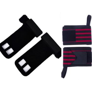 Imagem de Kit exercício funcional Munhequeiras Profissional (Par) + Luva Hand Gr