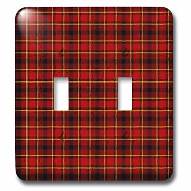 Imagem de 3dRose lsp_272800_2 Interruptor de botão padrão xadrez de imagem de tartã vermelho, multicolorido