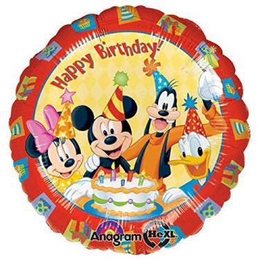Imagem de Anagram Balão de alumínio Mickey & Friends Happy Birthday (Feliz aniversário), 45,72 cm, multicolorido
