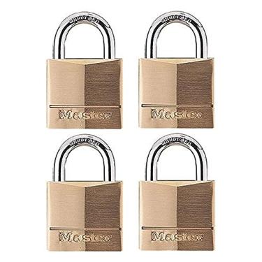 Imagem de Cadeado de latão sólido com chave Alike Master Lock com corpo largo de 3,8 cm e gancho de 2,2 cm, 16-Count