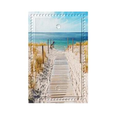 Imagem de Peaceful Beach 1 Gang Light Switch Cover No Decive, placa de parede em branco, placa decorativa elétrica para oceano, praia, banheiro, casa, sala de estar, quarto, painel de arte decorado