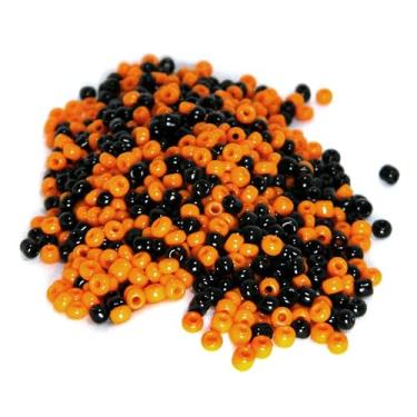 Imagem de Bedazzlinbeads 50 gramas de 1.000 contas pequenas opacas de abóbora laranja e preto azeite 8/0 Halloween 3 mm redondo Rocaille contas de semente de vidro com orifício de 1 mm, W9-3307