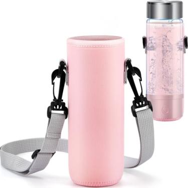 Imagem de FillTouch Suporte para garrafa de água, bolsa de transporte de neoprene portátil com alça para caminhadas (rosa)