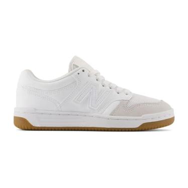 Imagem de New Balance Tênis unissex infantil com cadarço 480 V1, Branco/Reflexo, 6.5 Big Kid
