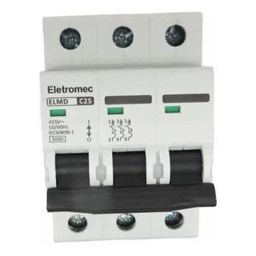 Imagem de Disjuntor Tripolar 25A Curva C 3Ka 415V Eletromec