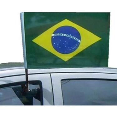 Imagem de 10 Bandeiras Do Brasil Com Suporte Para Carro Bandeira Tecid - Tem Tud