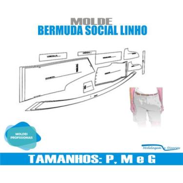Imagem de Molde Bermuda Social Linho, Modelagem&Diversos, Tamanhos P, M & G