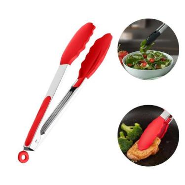 Imagem de Pegador Silicone Multiuso Vermelho Carne Salada Pizza 26cm - FX