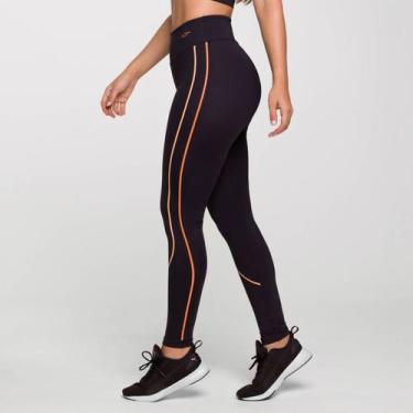 Imagem de Legging Essence Poliamida Preta com Estampa Laranja Degradê - LOT FITN
