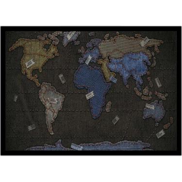 Imagem de Quadro Decorativo Mapa-Múndi Artístico Jeans Geografia Sala Escritório