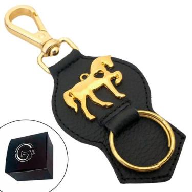 Imagem de Chaveiro de Couro Preto Cavalo Marchador com Costura Acabamento - GRAN