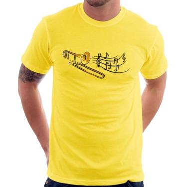 Imagem de Camiseta Trombone Notas Musicais - Foca na Moda, Amarelo, G