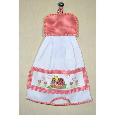 Imagem de Puxa Saco Branco Bordado - Joaninha em Vermelho