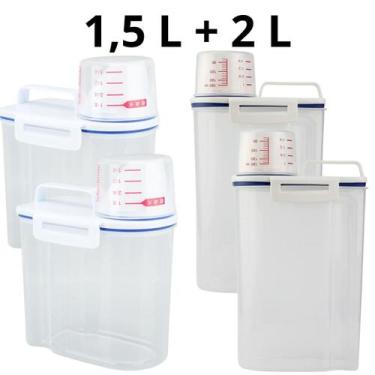 Imagem de Kit Potes de Lavanderia 4 Potes 1,5L e 2L Organizadores com Tampa Medi