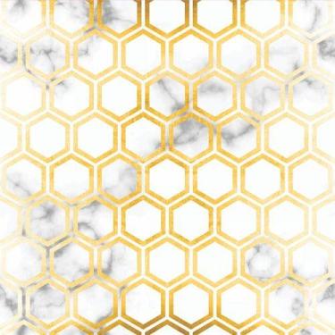 Imagem de Papel De Parede Temático Colmeia E Mármore - 3,30x0,50m - DEKAL DECOR