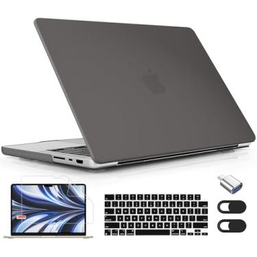 Imagem de Lepeoac Capa rígida para MacBook Pro de 16 polegadas 2021 2022 2023 2024 versão A3186 A3403 M4 A2991 M3 A2780 M2 A2485 M1 Pro/Max, capa rígida com protetor de tela e capa de teclado, cinza fosco