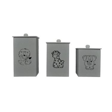 Imagem de Jogo 3 Potes Bebê Novo Safari 2 Mdf Pintado - Atacadão do Artesanato M