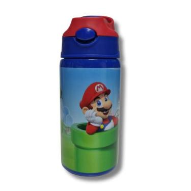 Imagem de Garrafa Infantil Escolar SUPER MARIO Aço Inox 500ml- Luxcel