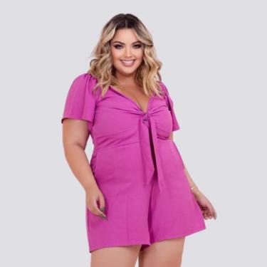Imagem de Macaquinho Plus Size Roupas Femininas GG 2027 - Bellucy Modas, Fucsia,