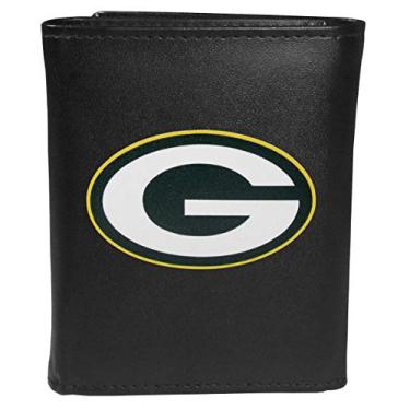 Imagem de NFL Green Bay Packers Carteira unissex Siskiyou SportsLeather com logotipo grande, preta, tamanho único