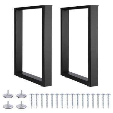 Imagem de Garvee Pernas de mesa de metal quadrado de tubo de aço industrial 71 cm A x 89 cm L resistente, preto, conjunto de 2 para jantar, escritório, mesas de computador, projetos faça você mesmo, casa,