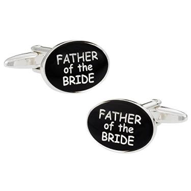 Imagem de Abotoaduras de casamento Cuff-Daddy para pai da noiva em preto e prata com caixa de apresentação