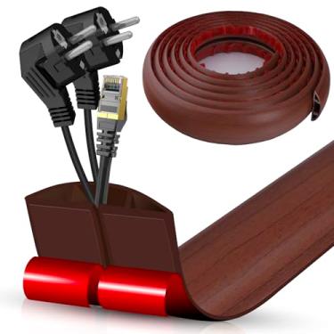 Imagem de Escondedor de cabo autoadesivo com cavidade de 2 x 0,9 cm, gerenciamento de cabos de perfil baixo de 3 m, protetor de faixa de extensão para fios, evita viagens de cabos para escritórios, academias e