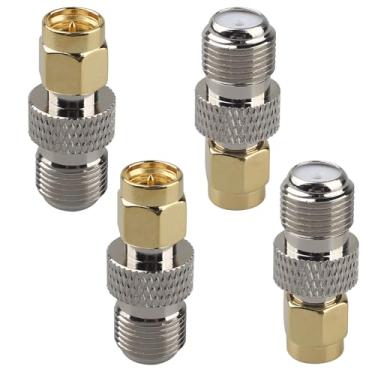 Imagem de Futheda 4 peças SMA macho para F fêmea conector de antena adaptador de cabo coaxial compatível com LMR Wi-Fi CB rádio transceptor dispositivo LAN sem fio aplicação RF antena externa CCTV celular