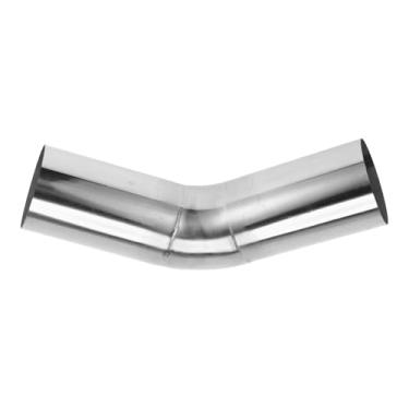 Imagem de Motoforti 45 graus 80 mm/3,15" OD tubo de escape mandril DIY personalizado carro modificado tubo de escape tubulação 150 mm/5,91" comprimento 304 aço inoxidável tom prata