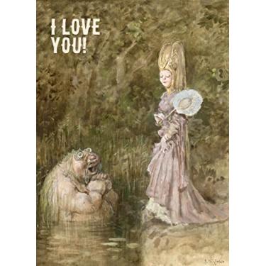 Imagem de PIXILUV Cartão de felicitações I LOVE YOU ~ With Love Vintage Funny Adult Catroon ~ Beautiful Lady and Swamp Troll
