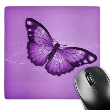 Imagem de 3dRose Mouse pad LLC 20 x 20 x 0,63 cm, uma linda borboleta roxa em um fundo ligeiramente espiral (mp_112021_1)