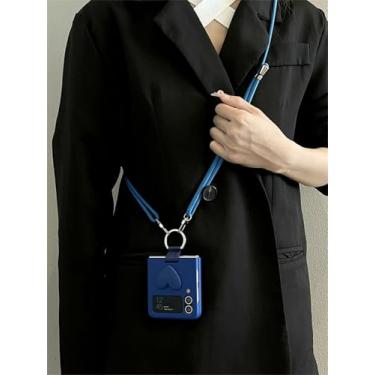 Imagem de Cordão de ombro com alça de colar transversal, corrente de coração, capa de cor sólida para Samsung Galaxy Z Flip 4 Z Flip5 Zflip6, b, para Z Flip 4
