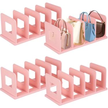 Imagem de Tideme 4 organizadores de bolsa, 35 x 15 x 14 cm, organizador de armário ajustável, organizador de armazenamento para 8 bolsas grandes/16 bolsas pequenas (rosa)