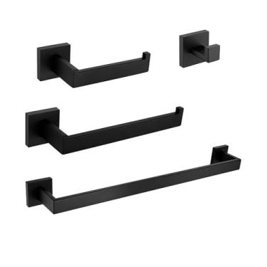 Imagem de Acessórios para banheiro Conjunto de ferragens Decoração Suporte para rolo de papel higiênico Gancho para toalha Barra de parede em ouro escovado Prateleira de aço inoxidável, MB, Conjunto de 4 p