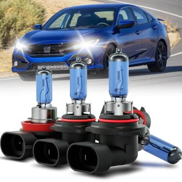 Imagem de CEXHEHD Para Honda Civic 2016-2022 Faróis de halogênio Lâmpadas Combo, 4 peças Super Brilhantes 5000K Branco Alto e Baixo Faróis Blubs Pacote