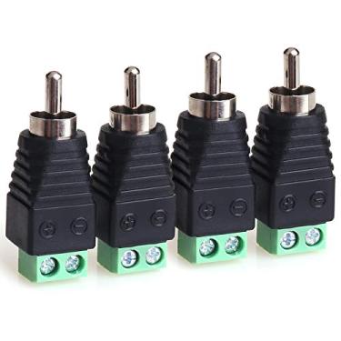 Imagem de MOBOREST Adaptador de áudio de cabo RCA, conector de fio de alto-falante de áudio Phono macho para terminal de parafuso AV (RCA macho sem solda - pacote com 4)
