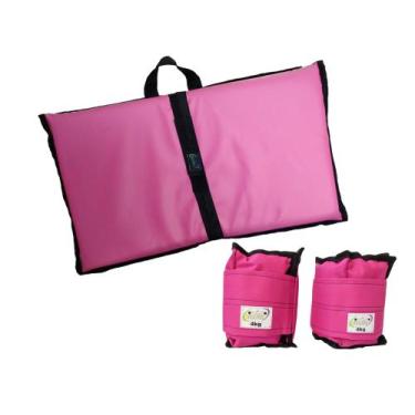 Imagem de Kit Tornozeleira 4KG Nylon Rosa + Colchonete Dobravel Rosa - Exercise 