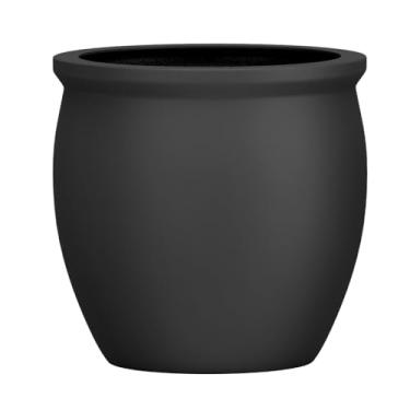 Imagem de Vaso Vietnamita Fibra De Vidro Caribe M 38cm Decorativo (Preto Fosco)