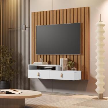 Imagem de Home Suspenso Ripado Lion Rack e Painel 2 Gavetas para TV - Mega Facil